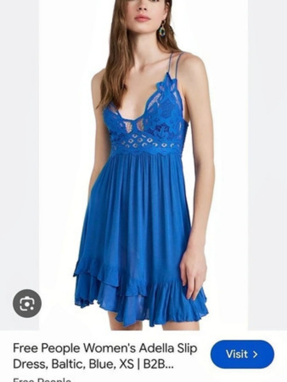 Free People Adella Slip Dress Baltic Blue Dress Size S